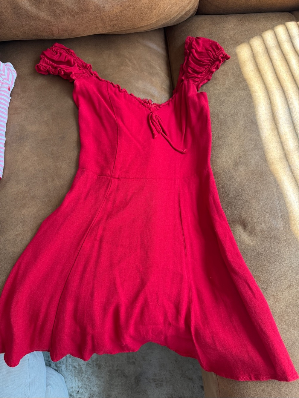 Reformation Bright Red Tie-Neck Mini Dress size 0